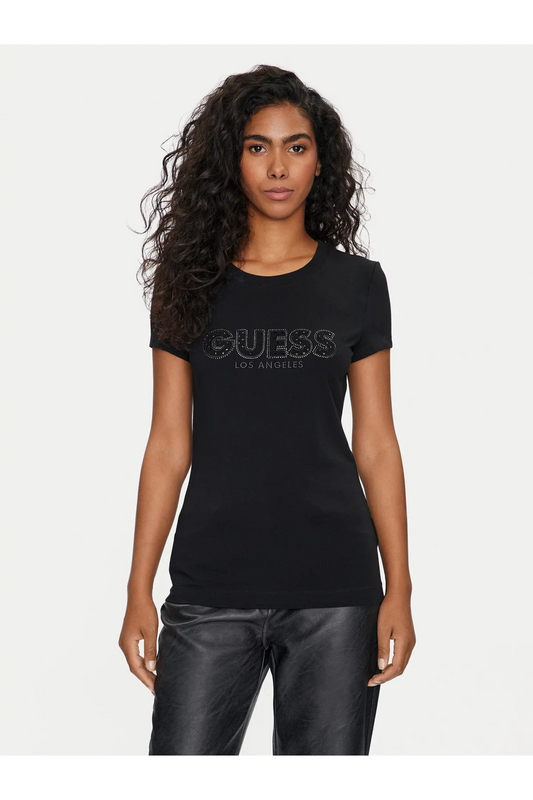 GUESS Tshirt Stretch Logo Fantaisie  -  Guess Jeans - Femme JBLK Jet Black A996
