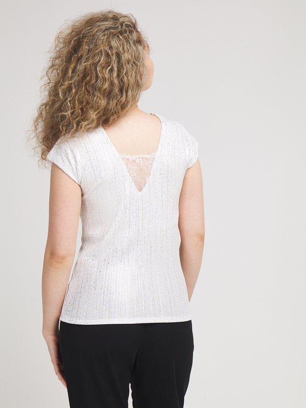 NINA KALIO Tee-shirt Fines Rayures Argentes Blanc brillant Photo principale
