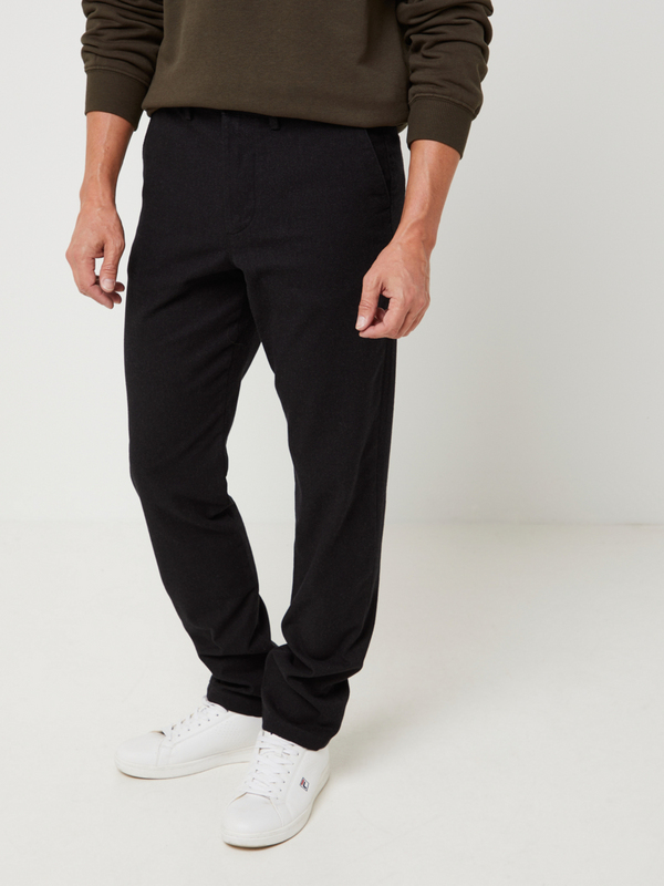 SELECTED Pantalon Chino En Toile Texture Enrichie En Coton Bio, Coupe Slim Noir 1037665