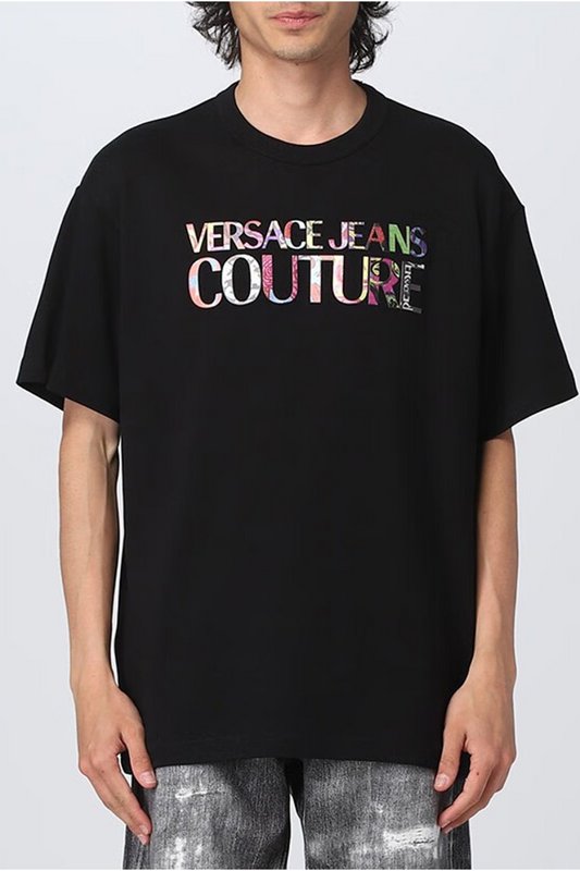 VERSACE JEANS COUTURE Tshirt Droit Logo Relief  -  Versace Jeans - Homme 899 BLACK