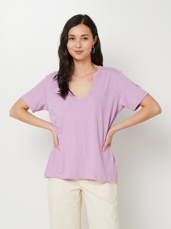KAPORAL Tee-shirt Manches Courtes 100% Coton Flamm Logo Brod Lilas