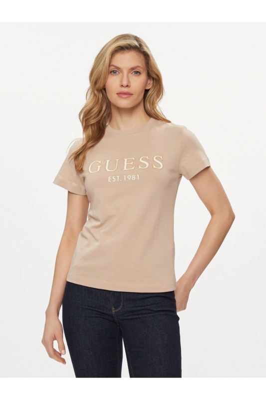 GUESS Tshirt Logo Brod Paillet  -  Guess Jeans - Femme G1L9 FAWN TAUPE Photo principale