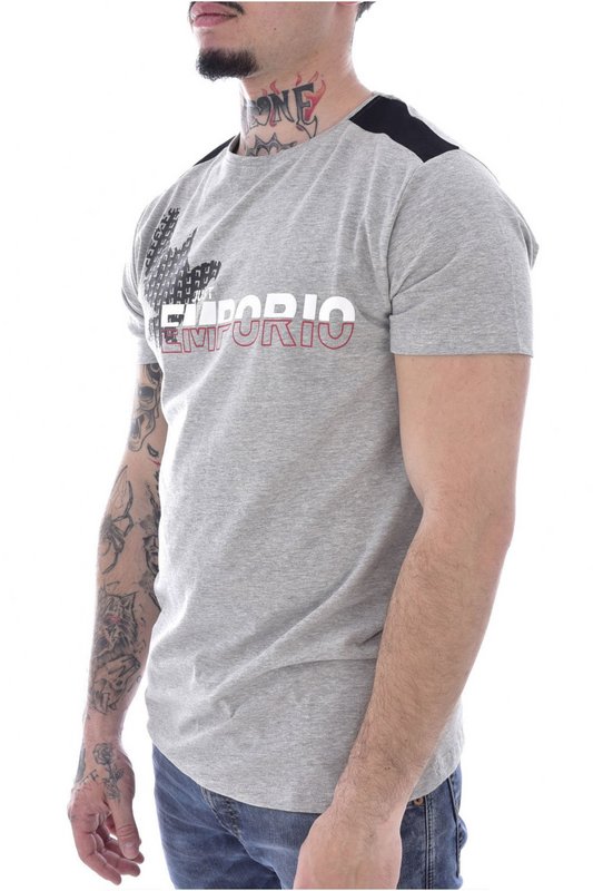 JUST EMPORIO Tshirt Stretch Gros Logo Print Relief  -  Just Emporio - Homme GREY MEL/BLACK 1091655