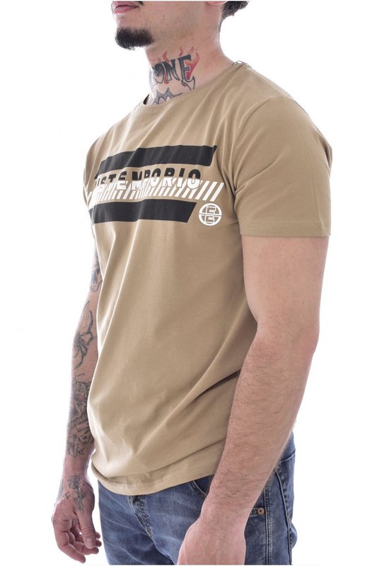 JUST EMPORIO Tshirt Coton Stretch Print Logo  -  Just Emporio - Homme SAFARI BEIGE Photo principale